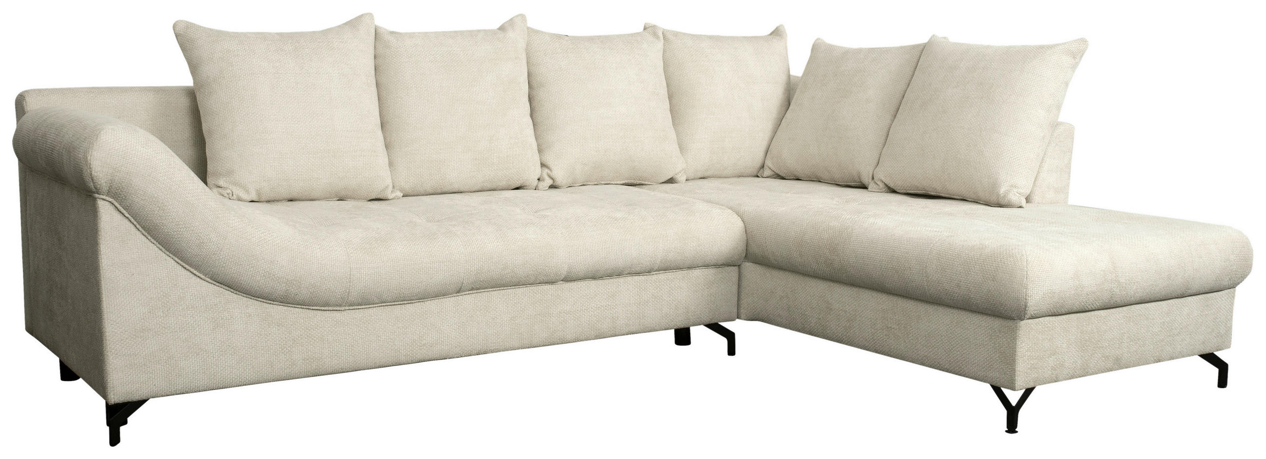 ECKSOFA Perlmutt Struktur  - Perlmutt/Schwarz, KONVENTIONELL, Textil/Metall (274/194cm) - Carryhome