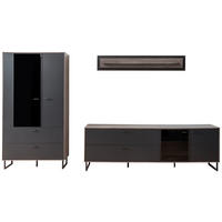 HYLLKOMBINATION  i svart, ekfärgad  321/185/50 cm  - svart/antracit, Design, metall/trämaterial (321/185/50cm) - MID.YOU