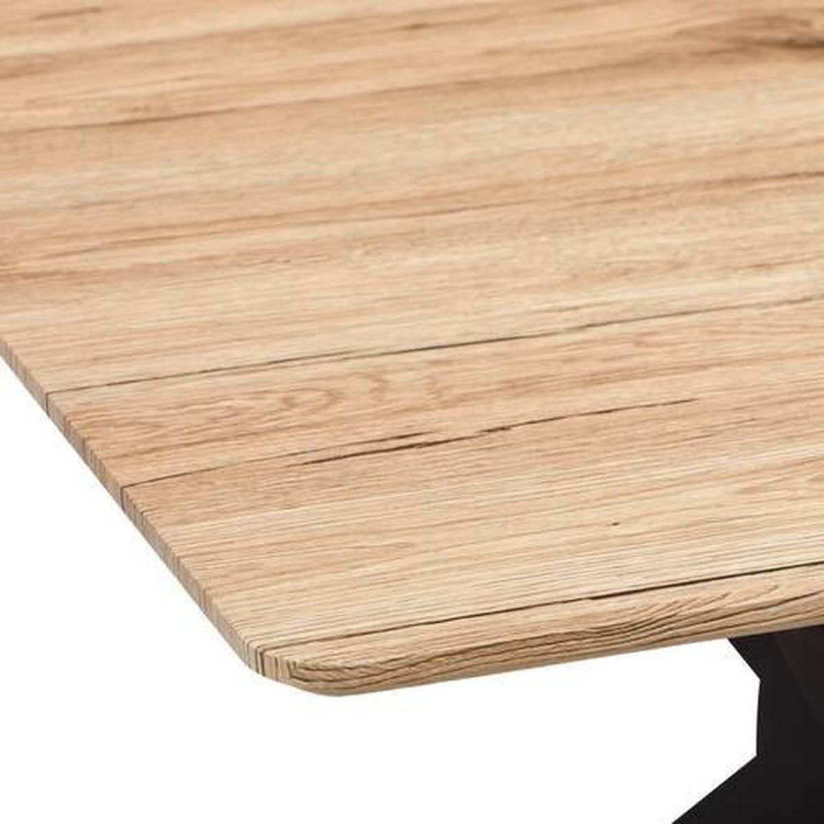 ESSTISCH rechteckig Naturfarben, Schwarz  - Schwarz/Naturfarben, MODERN, Holzwerkstoff/Metall (160/90/75cm) - MID.YOU