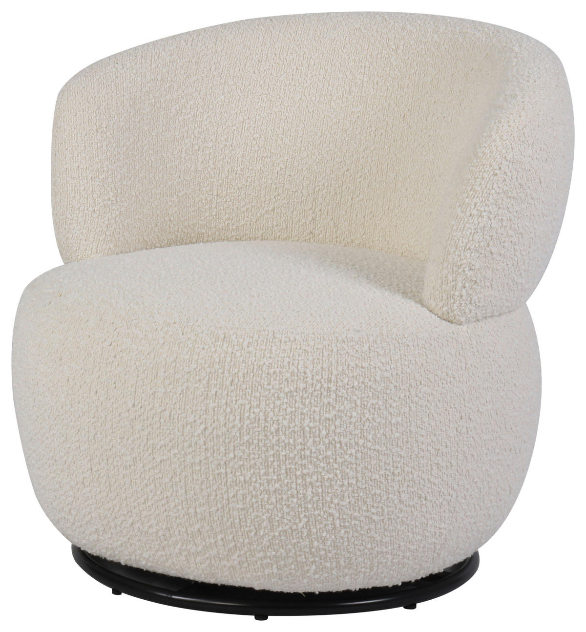 SESSEL in Bouclé Weiss  - Weiss/Schwarz, Design, Textil/Metall (73.5/72.5/71.5cm) - Xora