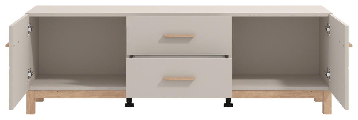 KOMODA POD TELEVIZI, kašmírová, dub artisan, 154/50,5/41,5 cm - kašmírová/dub artisan, Basics, kompozitní dřevo/plast (154/50,5/41,5cm) - Hom`in