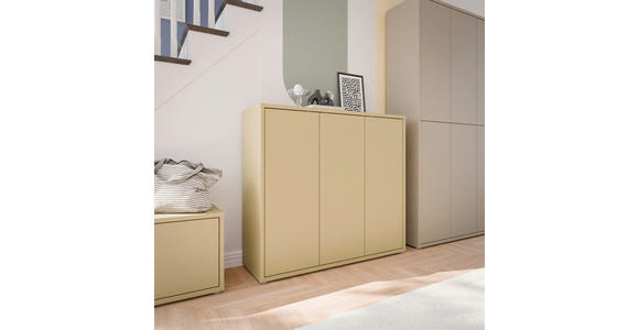 SCHUHSCHRANK  in 109,2/99,1/34,9 cm  - Hellgelb/Grau, MODERN, Holzwerkstoff/Kunststoff (109,2/99,1/34,9cm) - Carryhome