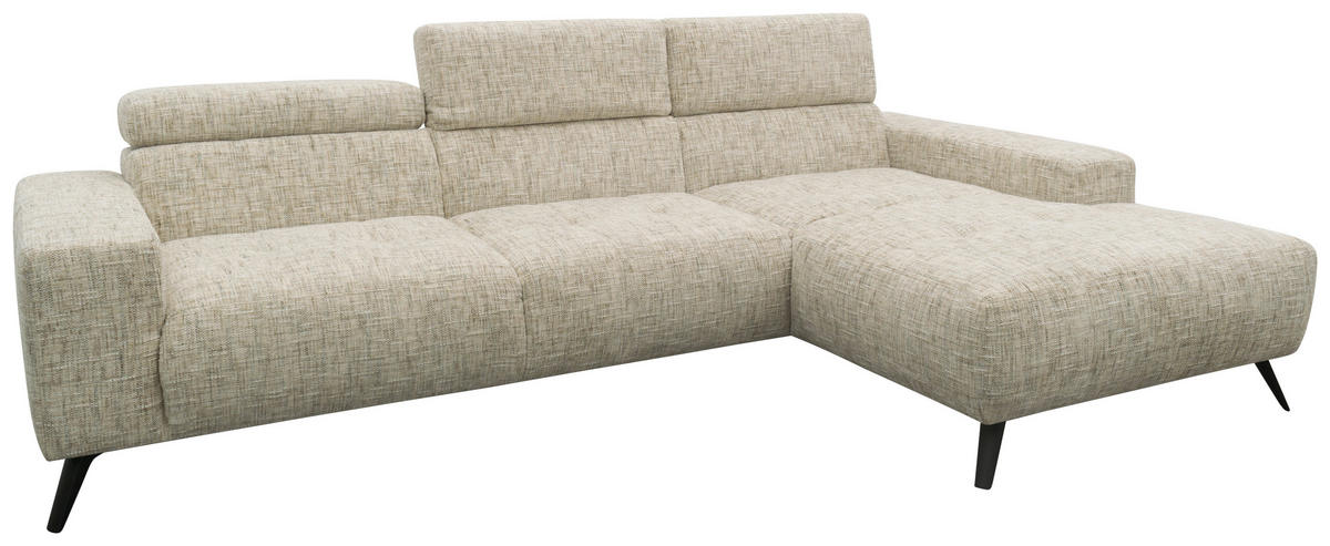 ECKSOFA 100 005 FK Beige Chenille Rücken echt  - Beige/Schwarz, Basics, Textil/Metall (284/175cm) - Livetastic