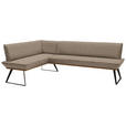 ECKBANK 183/243 cm  in Schwarz, Eichefarben, Hellgrau  - Eichefarben/Hellgrau, Design, Holz/Textil (183/243cm) - Voleo