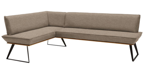ECKBANK 183/243 cm in Schwarz, Eichefarben, Hellgrau - Eichefarben/Hellgrau, Design, Holz/Textil (183/243cm) - Voleo