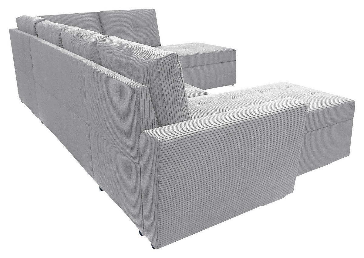 WOHNLANDSCHAFT in Cord Hellgrau  - Hellgrau/Schwarz, Design, Kunststoff/Textil (155/297/212cm) - MID.YOU