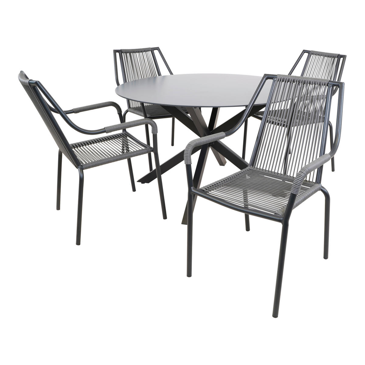 KERTI ASZTAL  120/71 cm  - fekete/szürke, Konventionell, Üveg/fém (120/71cm) - Ambia Garden