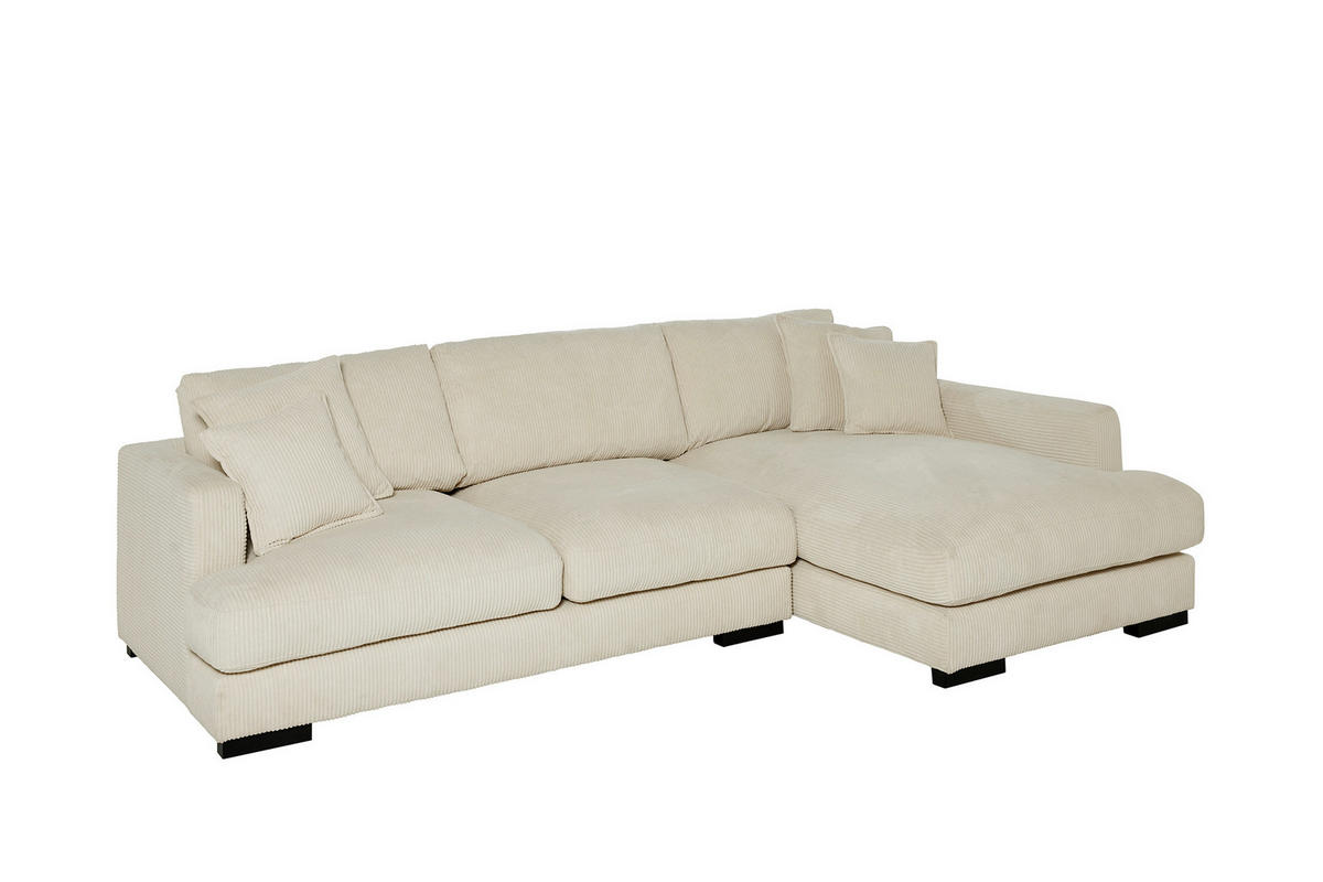 ECKSOFA  RELAX ASPEN CORNER M-R EU Weiß, Ecru Cord  - Ecru/Schwarz, MODERN, Holz/Textil (271/166cm) - Livetastic