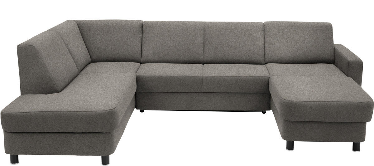 WOHNLANDSCHAFT in Webstoff Grau  - Schwarz/Grau, Design, Holz/Textil (198/296/165cm) - Xora