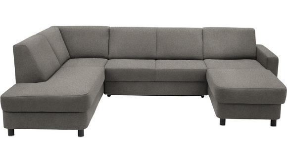 WOHNLANDSCHAFT in Webstoff Grau - Schwarz/Grau, Design, Holz/Textil (198/296/165cm) - Xora