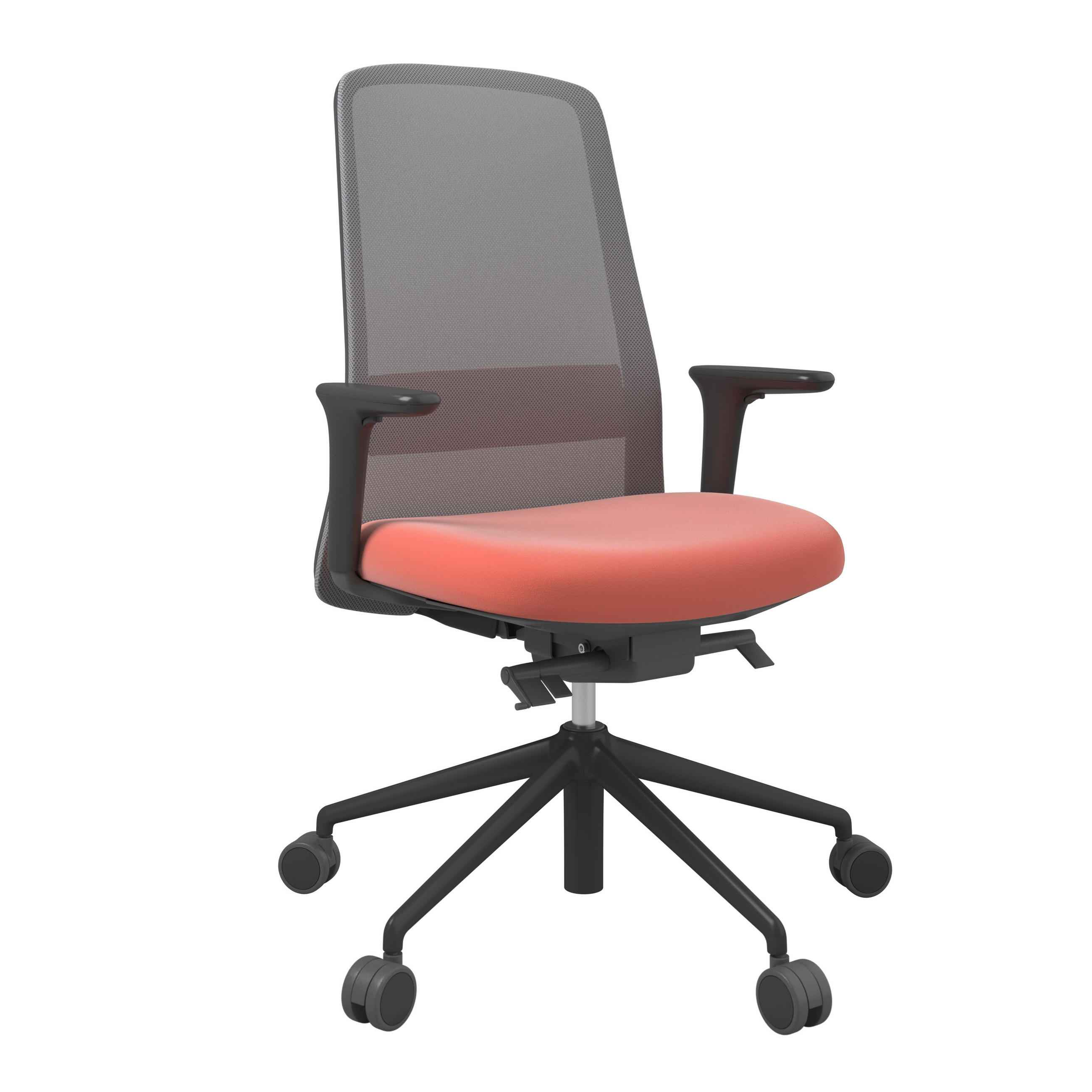 DREHSTUHL Lederlook Grau, Orange, Schwarz  - Schwarz/Orange, MODERN, Kunststoff/Textil (70/103-115/70cm)