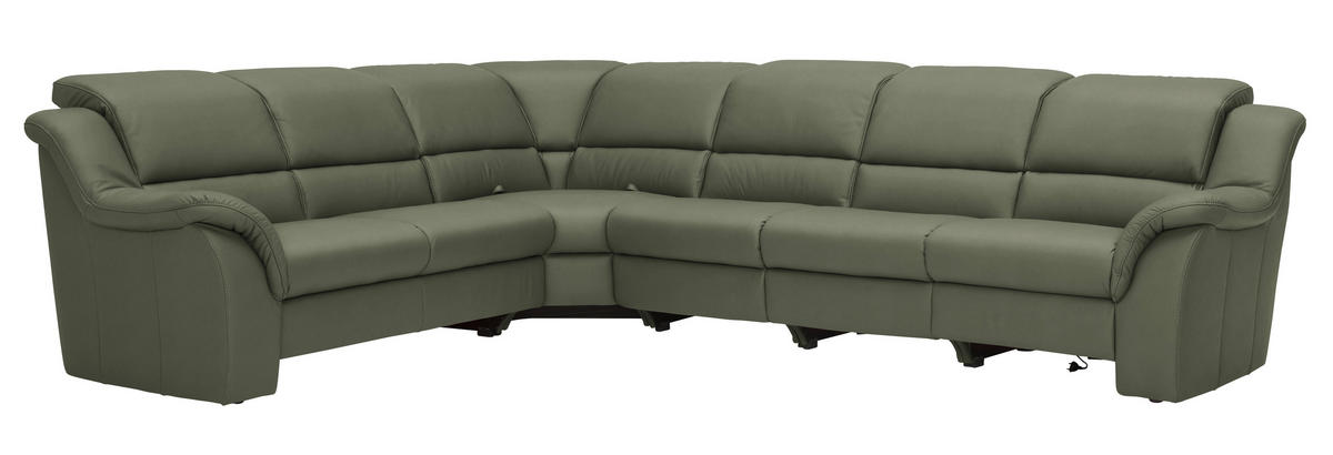 ECKSOFA  in Echtleder Schilfgrün  260/324 cm  - Schilfgrün/Schwarz, KONVENTIONELL, Leder/Kunststoff (260/324cm) - Cantus