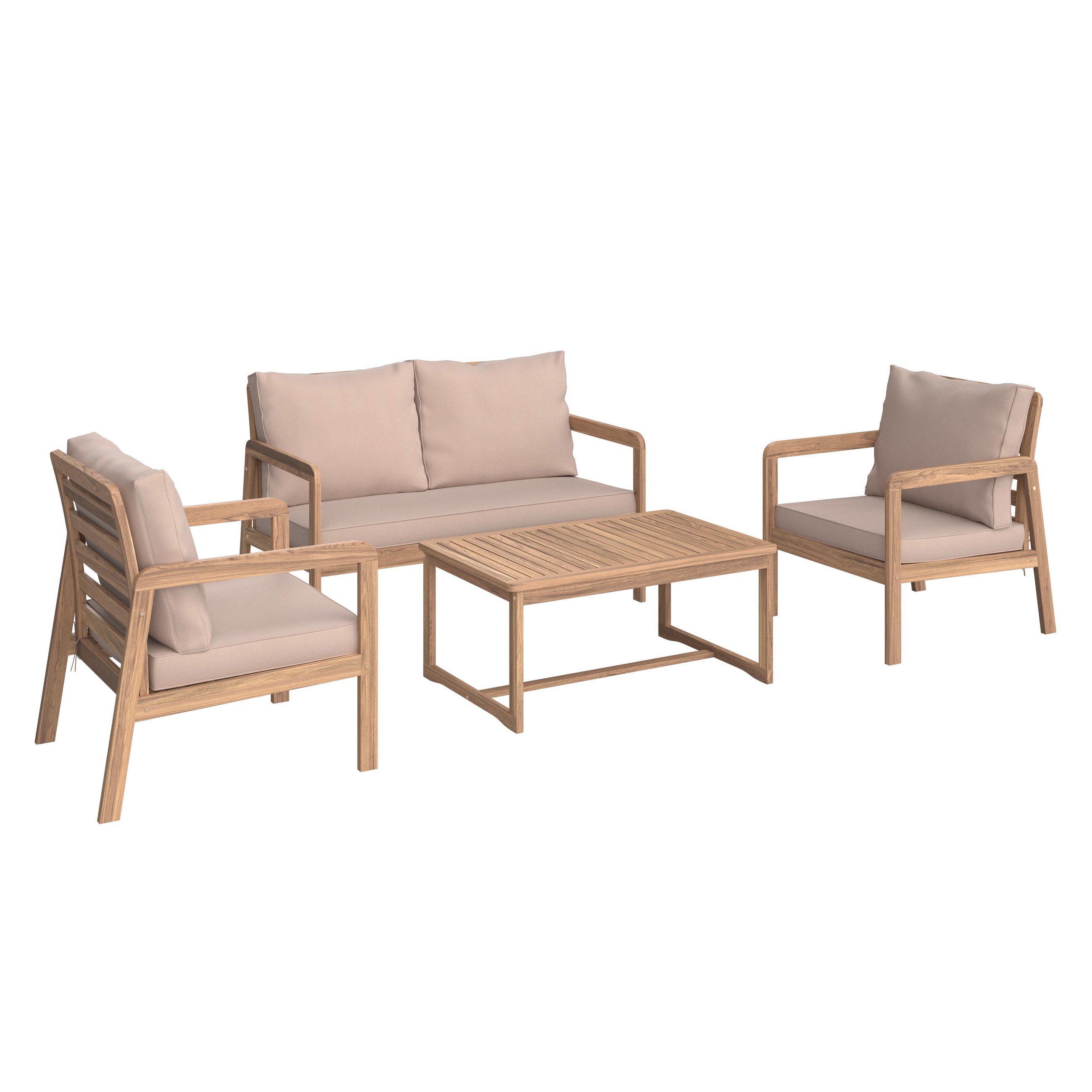 GARTENSET Webstoff Akazie Hartholz  - Hellgrau/Teakfarben, MODERN, Holz/Textil (85/116/60/35/72/72/55/64/64cm) - Ambia Garden