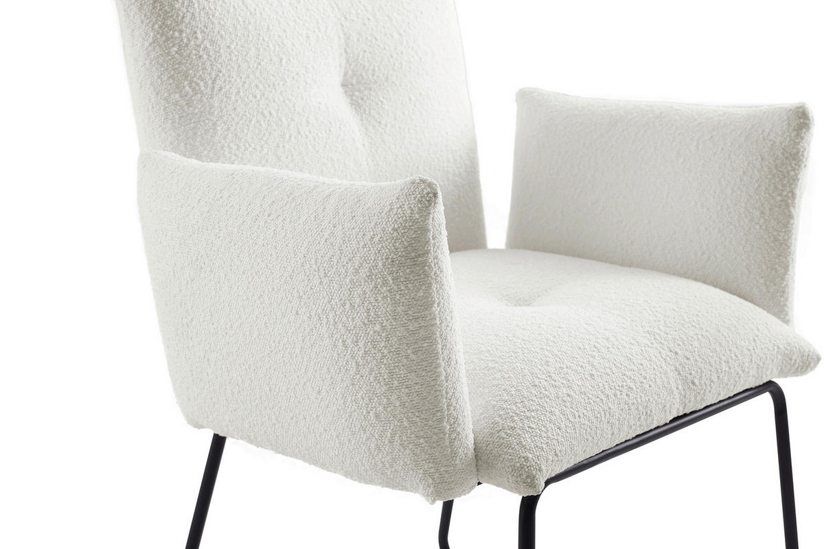 ŽIDLE S PODRUČKAMI, buklé, bílá - bílá/černá, Moderní, kov/textil (73,5/87/64,5cm) - Livetastic