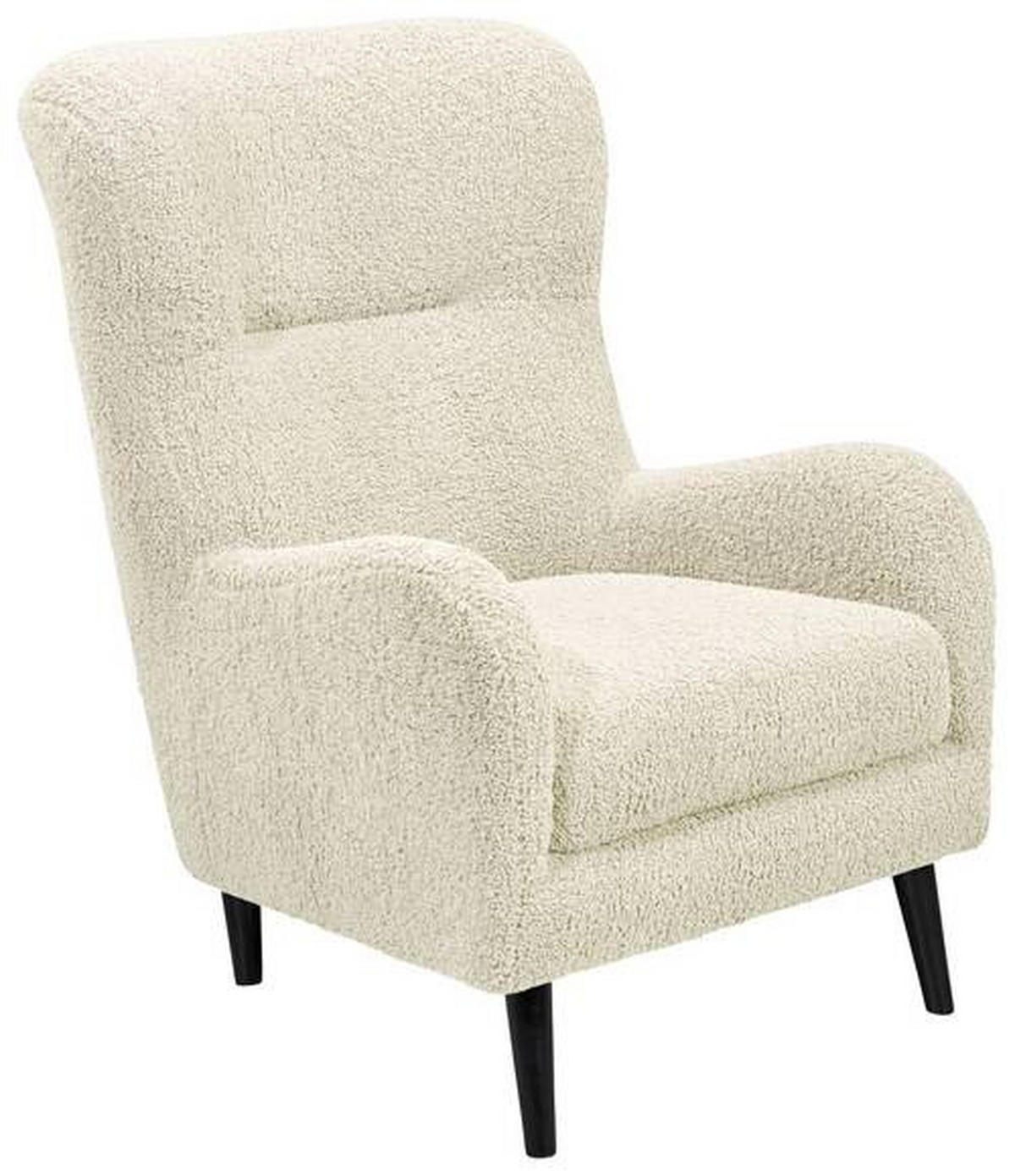 OHRENSESSEL Teddystoff Creme  - Creme/Schwarz, Design, Holz/Textil (77/103/98cm) - MID.YOU