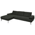ECKSOFA in Echtleder Dunkelgrün  180/310 cm  - Dunkelgrün/Schwarz, Design, Leder/Metall (180/310cm) - Dieter Knoll
