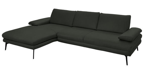 ECKSOFA in Echtleder Dunkelgrün 180/310 cm - Dunkelgrün/Schwarz, Design, Leder/Metall (180/310cm) - Dieter Knoll