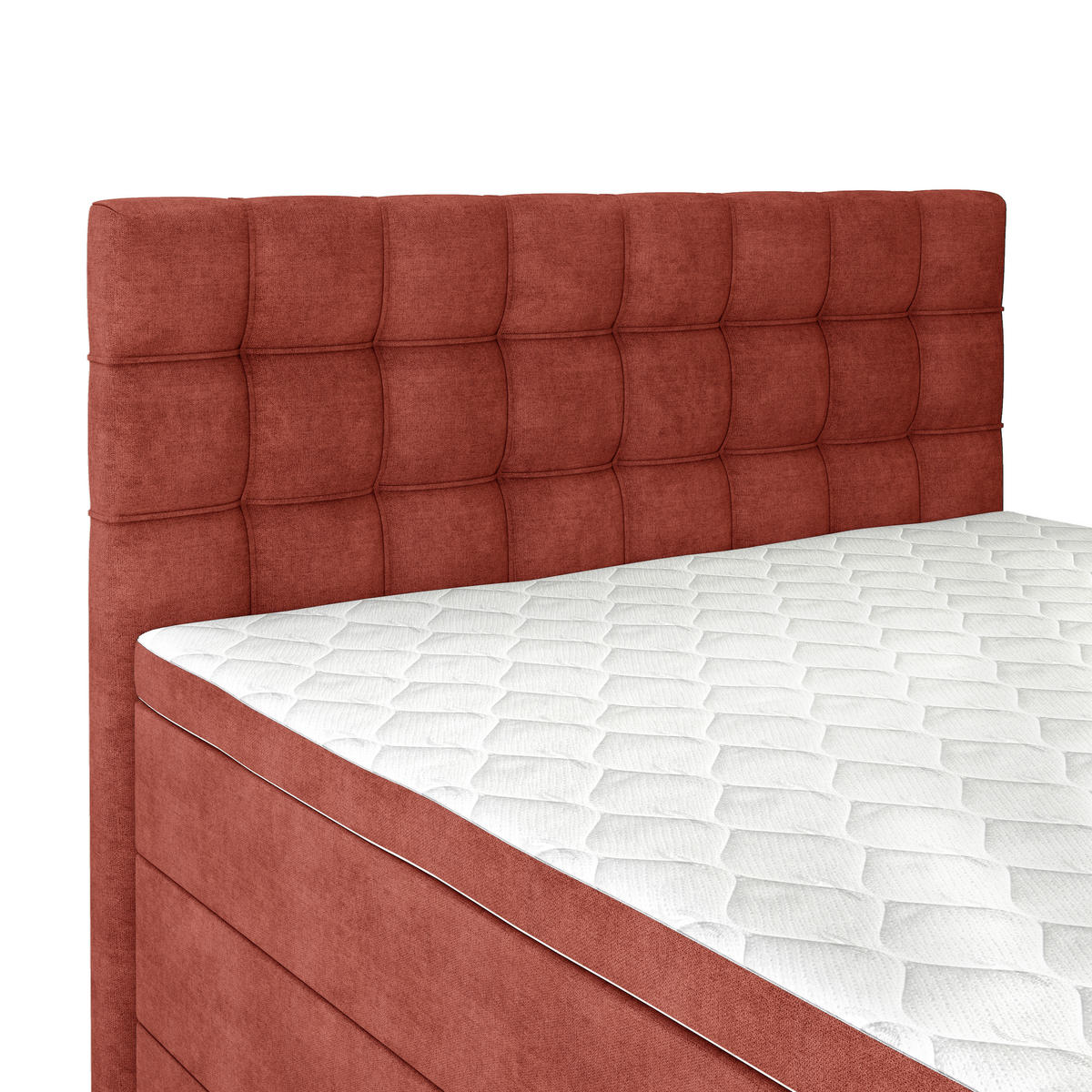BOXSPRINGBETT 140/200 cm,  in Rot, Matratze, Bettkasten, Topper, H3 = fest  - Rot/Schwarz, KONVENTIONELL, Kunststoff/Textil (140/200cm) - Boxxx