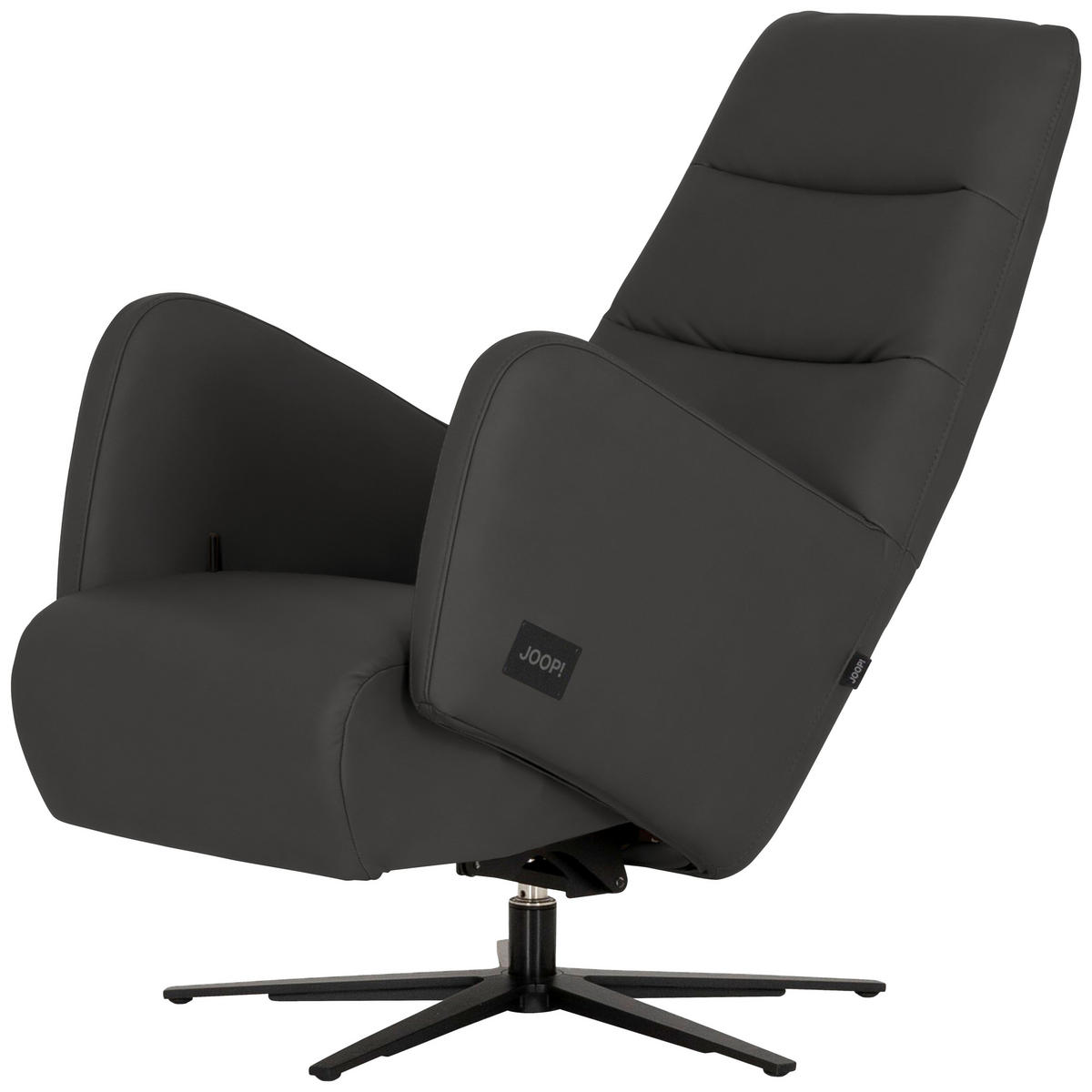 RELAXSESSEL Leder Dunkelgrau  - Dunkelgrau/Schwarz, Modern, Leder/Metall (66/110/83cm) - Joop!
