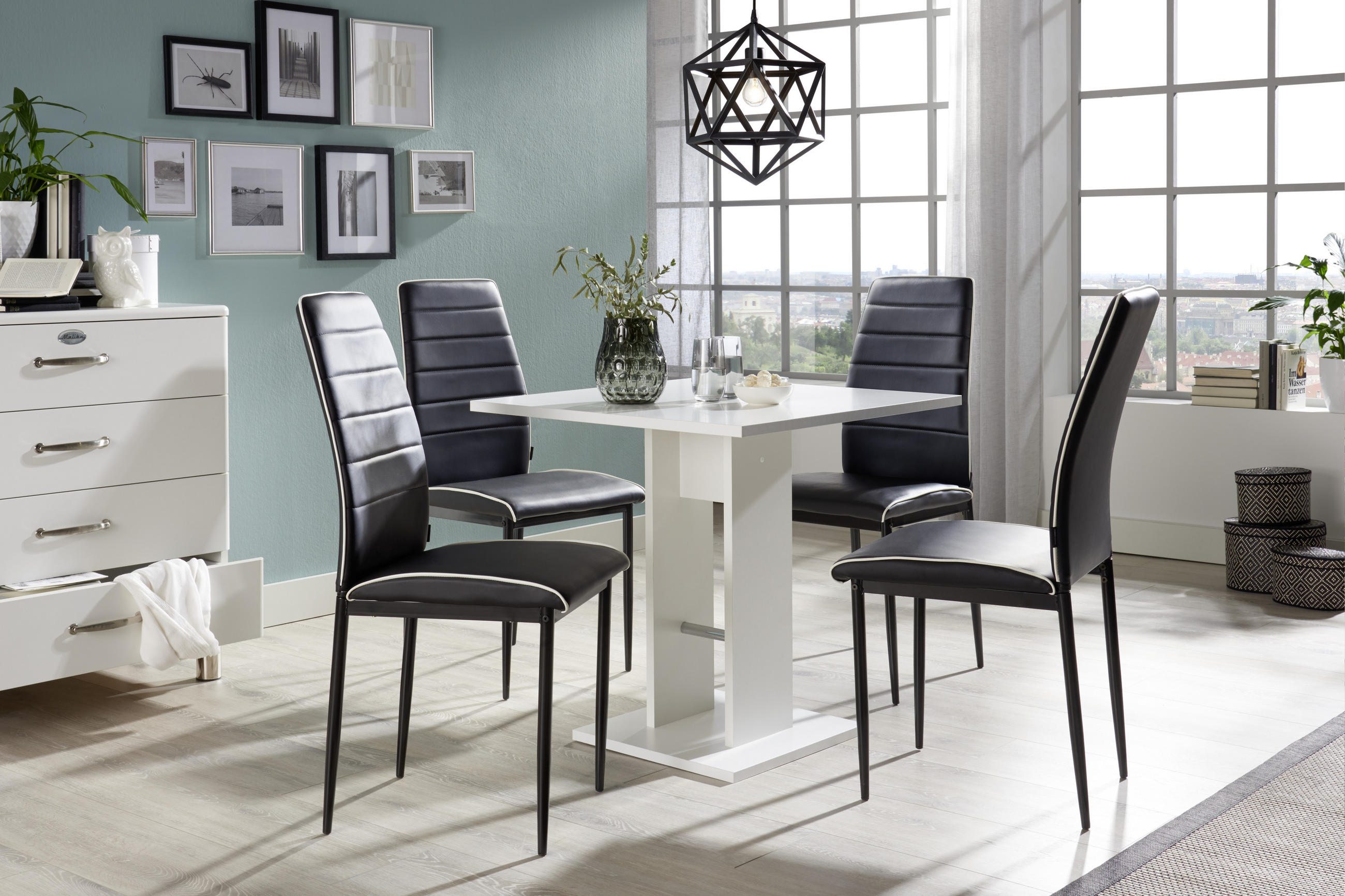 STOLICA  crna  metal, tekstil      - bijela/crna, Design, metal/tekstil (43,5/96/58cm) - Carryhome