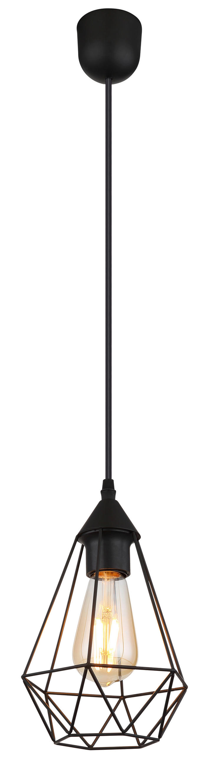 HÄNGELEUCHTE 17/120 cm    - Schwarz, Design, Metall (17/120cm) - Globo