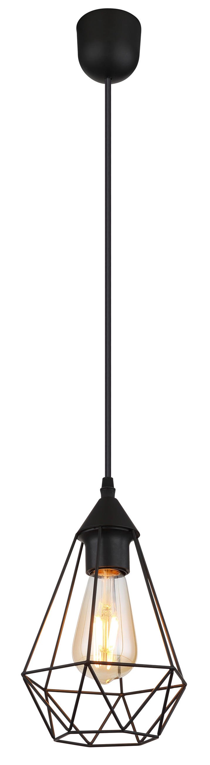 HÄNGELEUCHTE 17/120 cm    - Schwarz, Design, Metall (17/120cm) - Globo