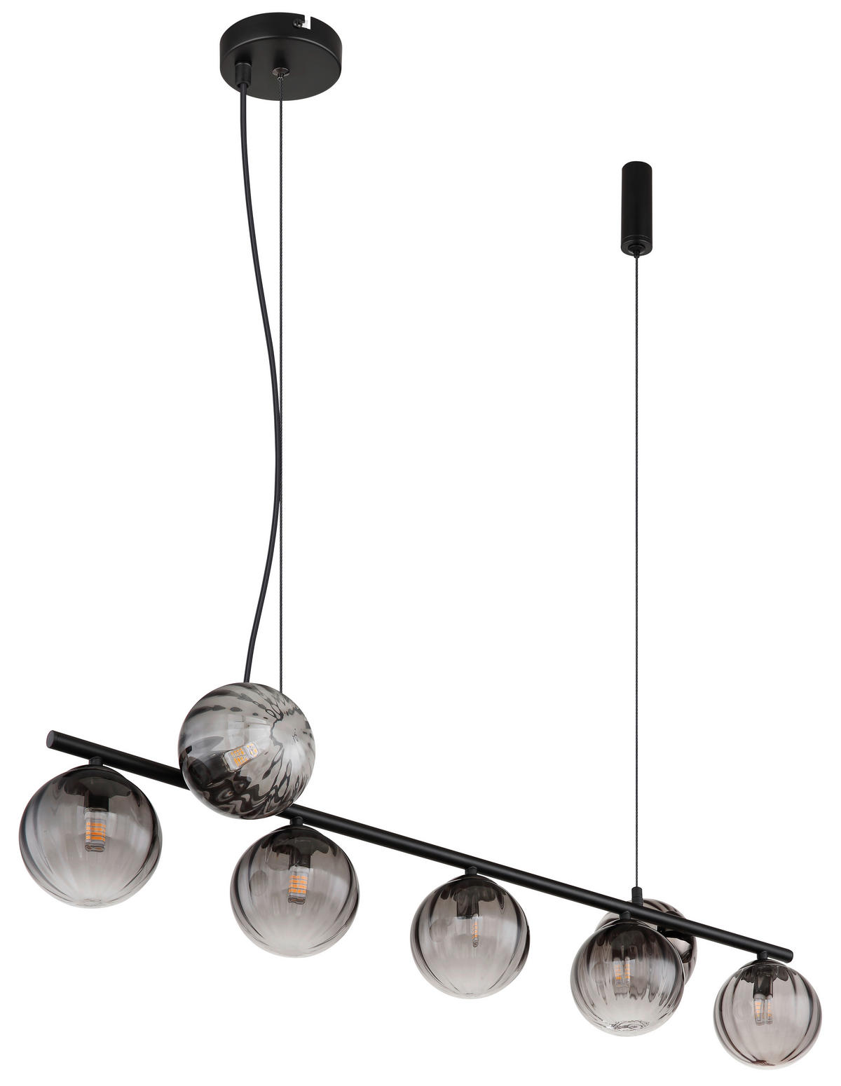 HÄNGELEUCHTE 95/28/120 cm    - Klar/Schwarz, Design, Glas/Kunststoff (95/28/120cm) - Globo