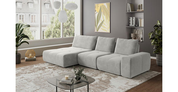 ECKSOFA in Velours Greige 174/347 cm - Greige/Schwarz, Design, Kunststoff/Textil (174/347cm) - Xora