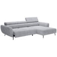 ECKSOFA  in Cord Dunkelgrau  277/174 cm  - Dunkelgrau/Schwarz, KONVENTIONELL, Textil/Metall (277/174cm) - Carryhome