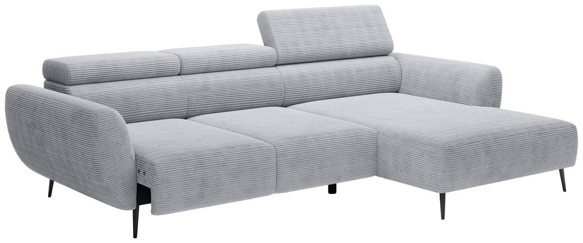 ECKSOFA in Cord Dunkelgrau  - Dunkelgrau/Schwarz, Konventionell, Textil/Metall (277/174cm) - Carryhome