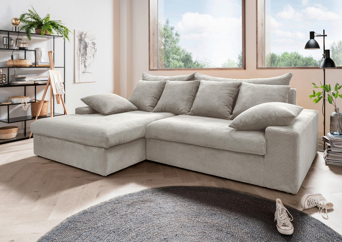 ECKSOFA in Cord Silberfarben  200/278 cm  - Silberfarben/Schwarz, MODERN, Kunststoff/Textil (200/278cm) - Livetastic