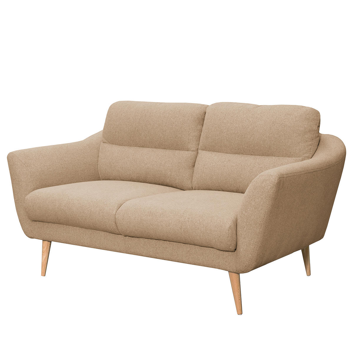2-SITZER-SOFA in Webstoff Beige  - Beige/Buchefarben, Design, Holz/Textil (158/87/88cm) - Livetastic