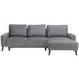 ECKSOFA in Velours Grau  - Schwarz/Grau, Basics, Holz/Textil (260/161cm) - Carryhome