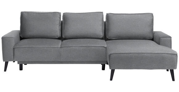 ECKSOFA in Velours Grau  - Schwarz/Grau, Basics, Holz/Textil (260/161cm) - Carryhome