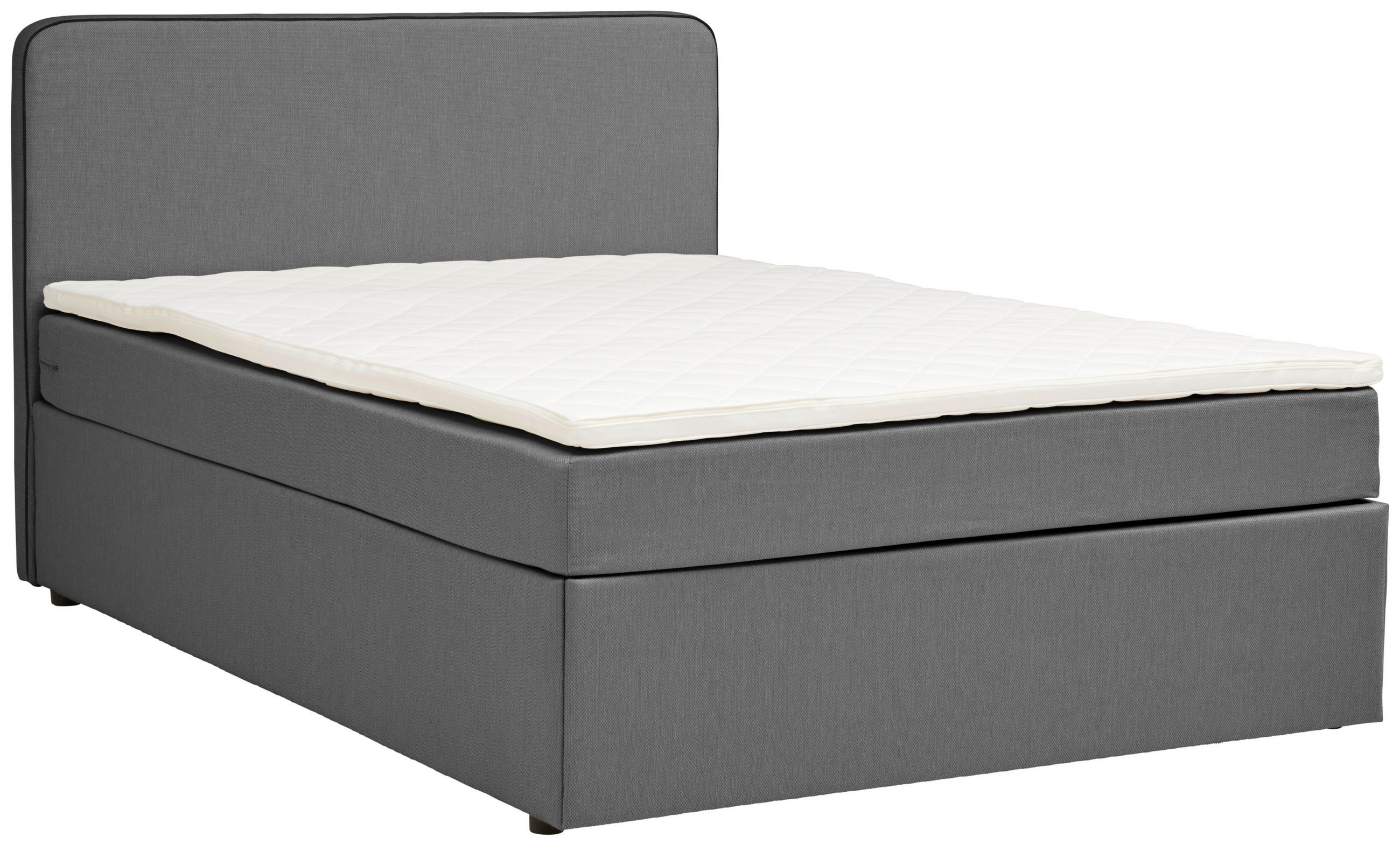 BOXBETT 140/200 cm,  in Grau, Matratze, Topper, H2 = mittel  - Grau, KONVENTIONELL, Holz (140/200cm) - P & B