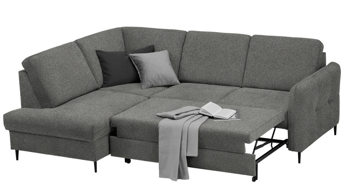 ECKSOFA in Chenille Dunkelgrau  - Dunkelgrau/Schwarz, Modern, Holz/Textil (184/241cm) - Carryhome