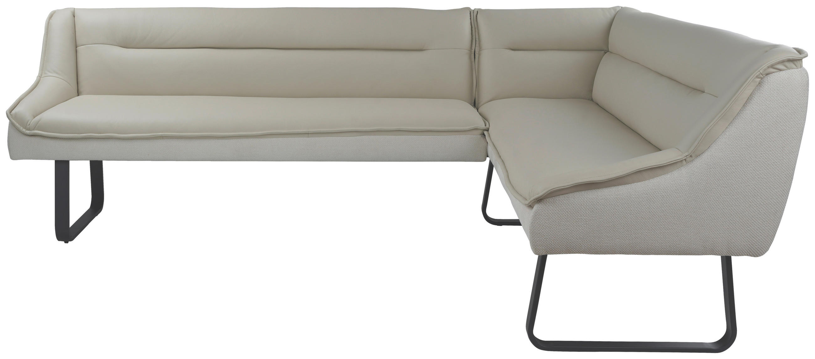ECKBANK 237/178 cm Struktur Echtleder Schwarz, Beige   - Beige/Schwarz, Design, Leder/Textil (237/178cm) - Novel