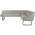 ECKBANK 237/178 cm Struktur Echtleder Schwarz, Beige   - Beige/Schwarz, Design, Leder/Textil (237/178cm) - Novel