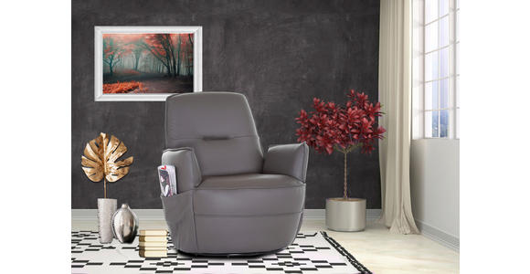 XXL-SESSEL - Dunkelgrau, Design, Leder/Metall (83/90/85cm) - Landscape