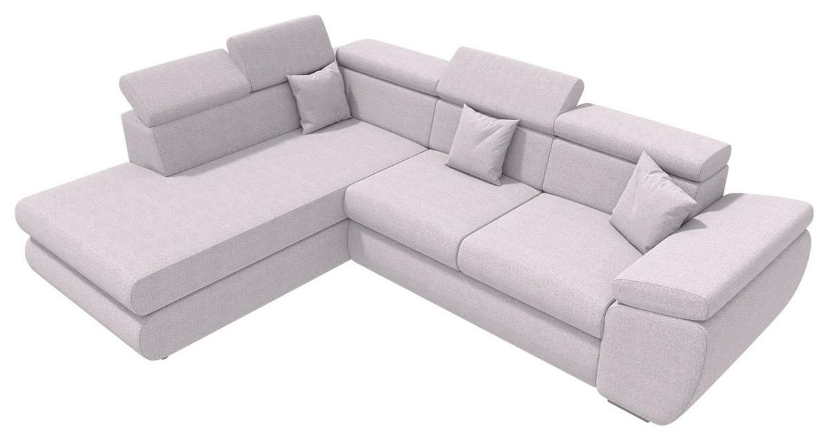 ECKSOFA Hellgrau Struktur  - Chromfarben/Hellgrau, KONVENTIONELL, Kunststoff/Textil (205/282cm) - Carryhome