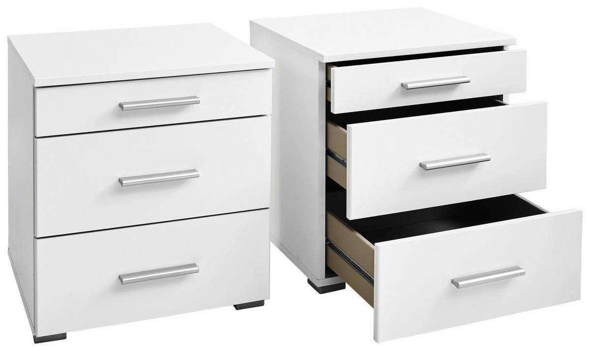 NACHTSCHRANKSET 47/52/42 cm  - Alufarben/Weiß, KONVENTIONELL, Holzwerkstoff/Kunststoff (47/52/42cm) - Ti'me