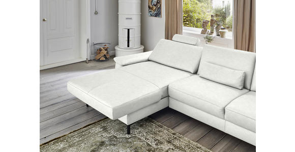ECKSOFA in Echtleder Weiß 176/334 cm - Schwarz/Weiß, Design, Leder/Metall (176/334cm) - Dieter Knoll