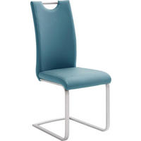 SCHWINGSTUHL  in Edelstahl Lederlook  - Edelstahlfarben/Petrol, Design, Textil/Metall (42/103/55cm) - Novel