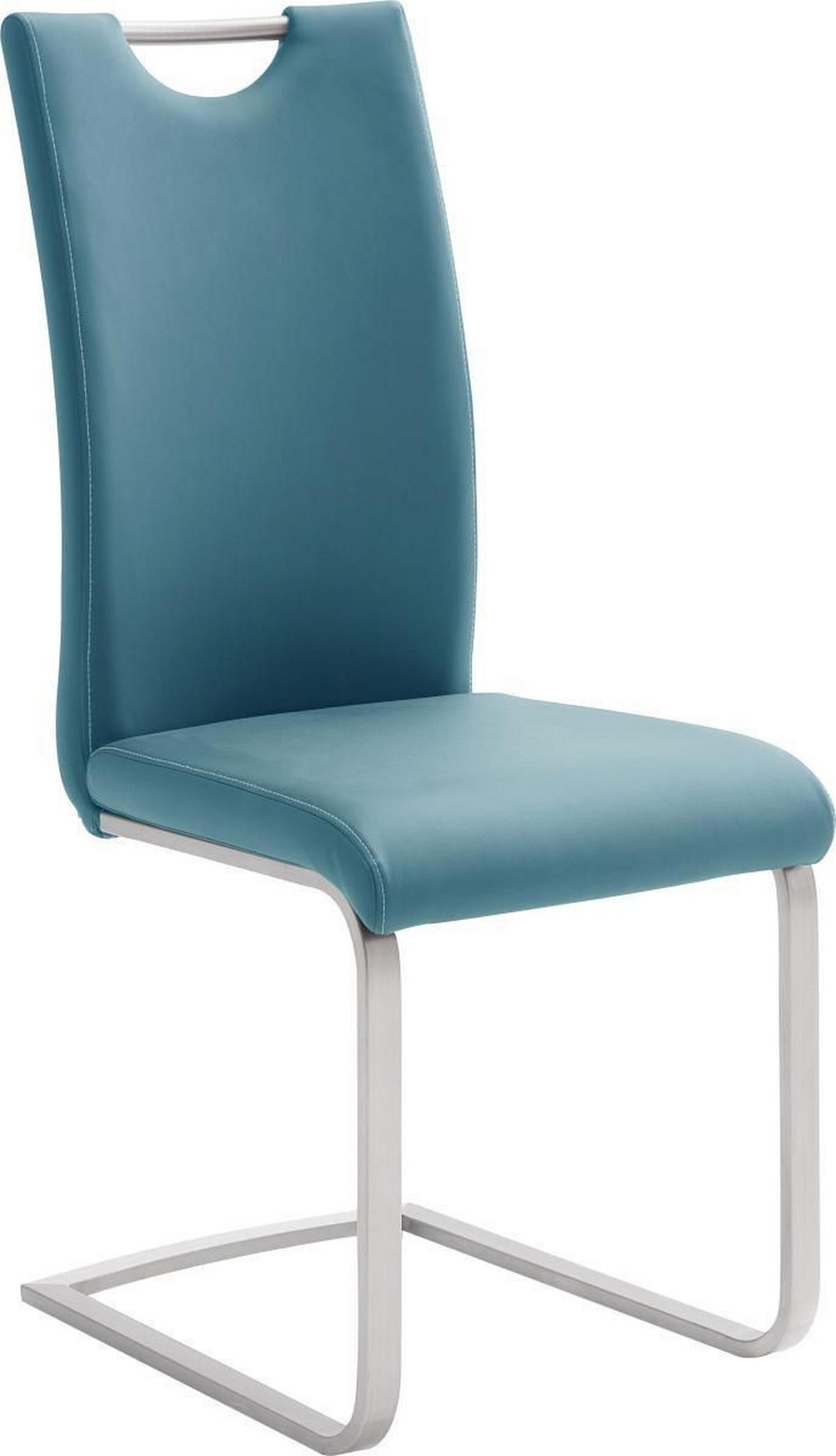 SCHWINGSTUHL  in Edelstahl Lederlook  - Edelstahlfarben/Petrol, Design, Textil/Metall (42/103/55cm) - Novel