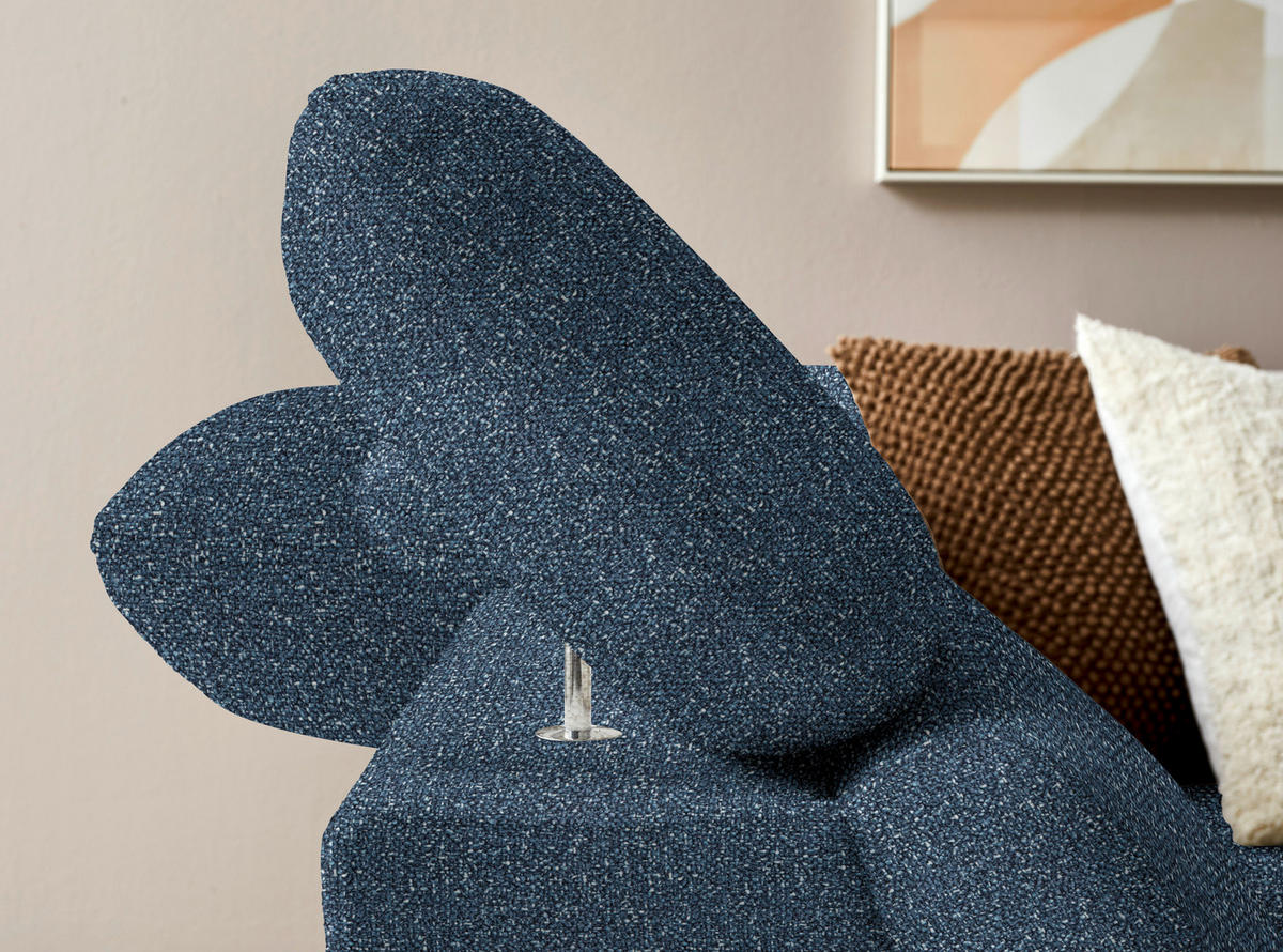 ECKSOFA in Bouclé Blau  - Blau/Eichefarben, Modern, Holz/Textil (212/287cm) - Valnatura