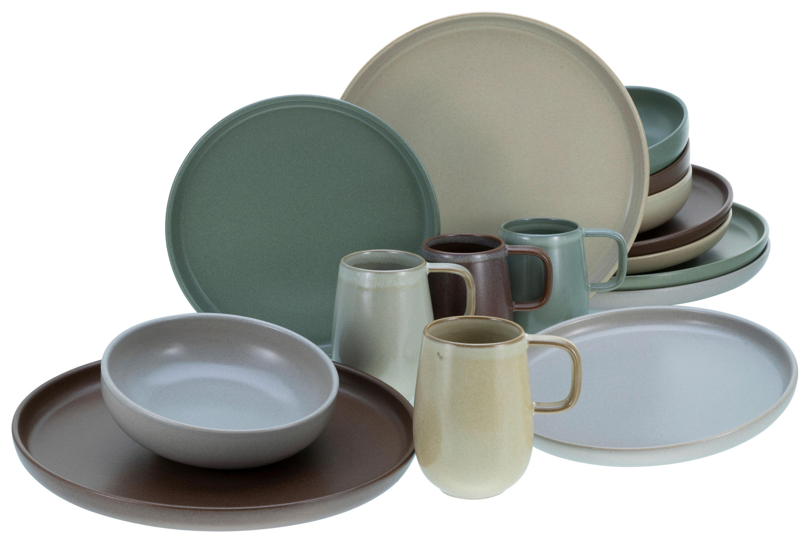 KOMBINOVANÁ SOUPRAVA, 16dílné, kamenina - vícebarevná, Moderní, keramika (40,5/37/49,5cm) - Creatable