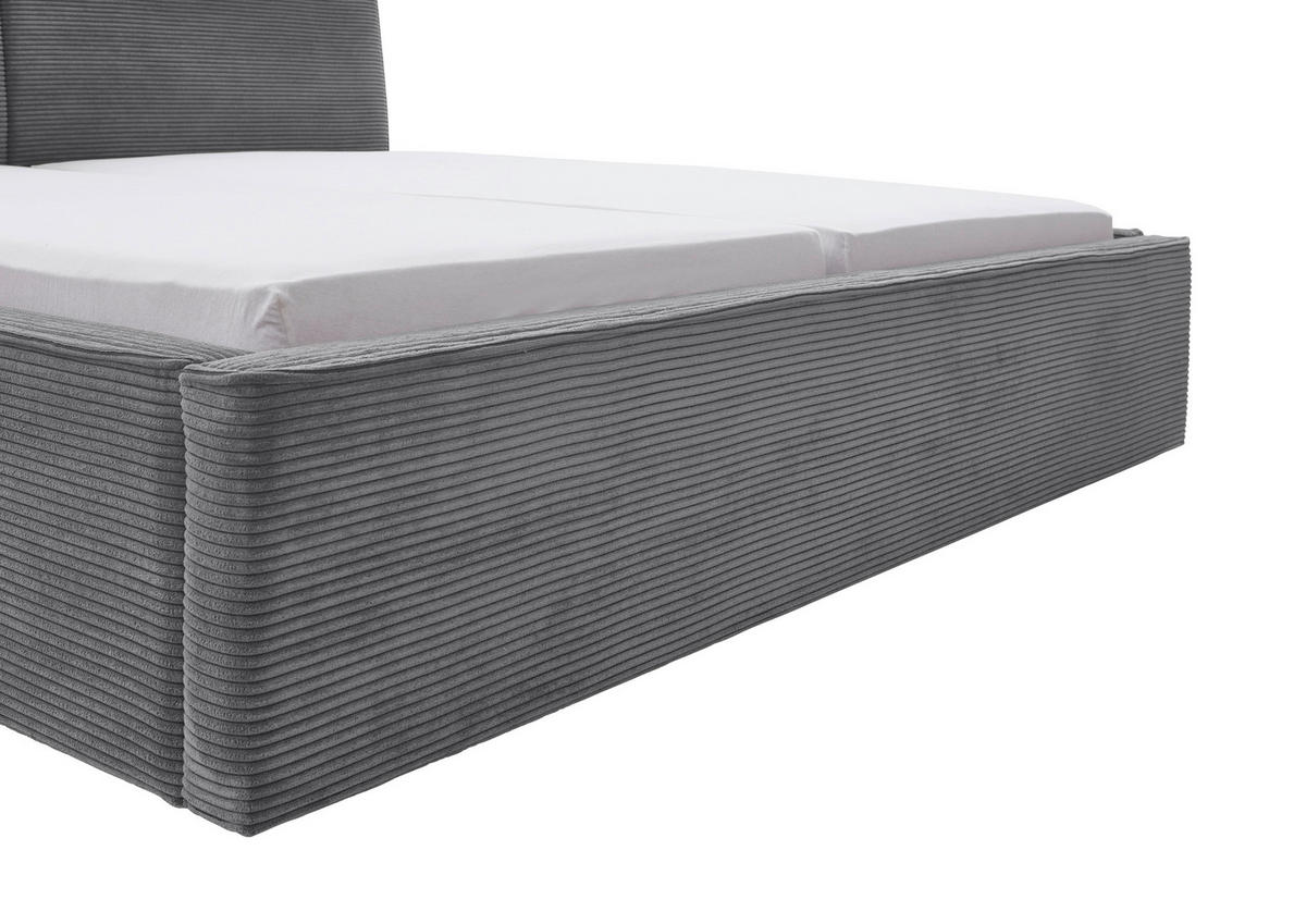 POLSTERBETT 180/200 cm  in Grau  - Birkefarben/Buchefarben, Design, Holz/Textil (180/200cm) - Boxxx