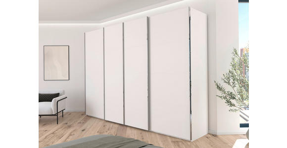 SCHWEBETÜRENSCHRANK 316/223/68 cm 4-türig Weiß  - Chromfarben/Weiß, Design, Holzwerkstoff/Metall (316/223/68cm) - Novel