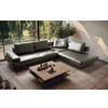 ECKSOFA Grau Echtleder  - Schwarz/Grau, Design, Leder/Metall (306/237cm) - Livetastic