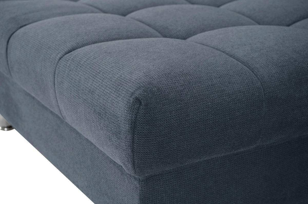 ECKSOFA in Flachgewebe, Mikrofaser Blau  - Blau/Chromfarben, Design, Kunststoff/Textil (198/312cm) - Livetastic